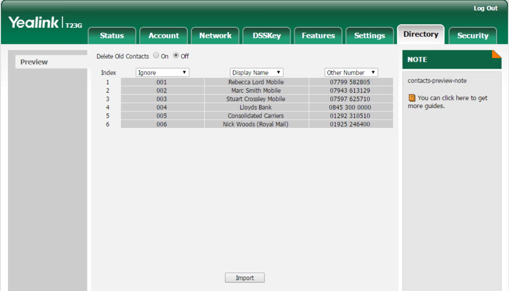 Upload a directory to Yealink T23G IP phone 6 yealink-directory-3