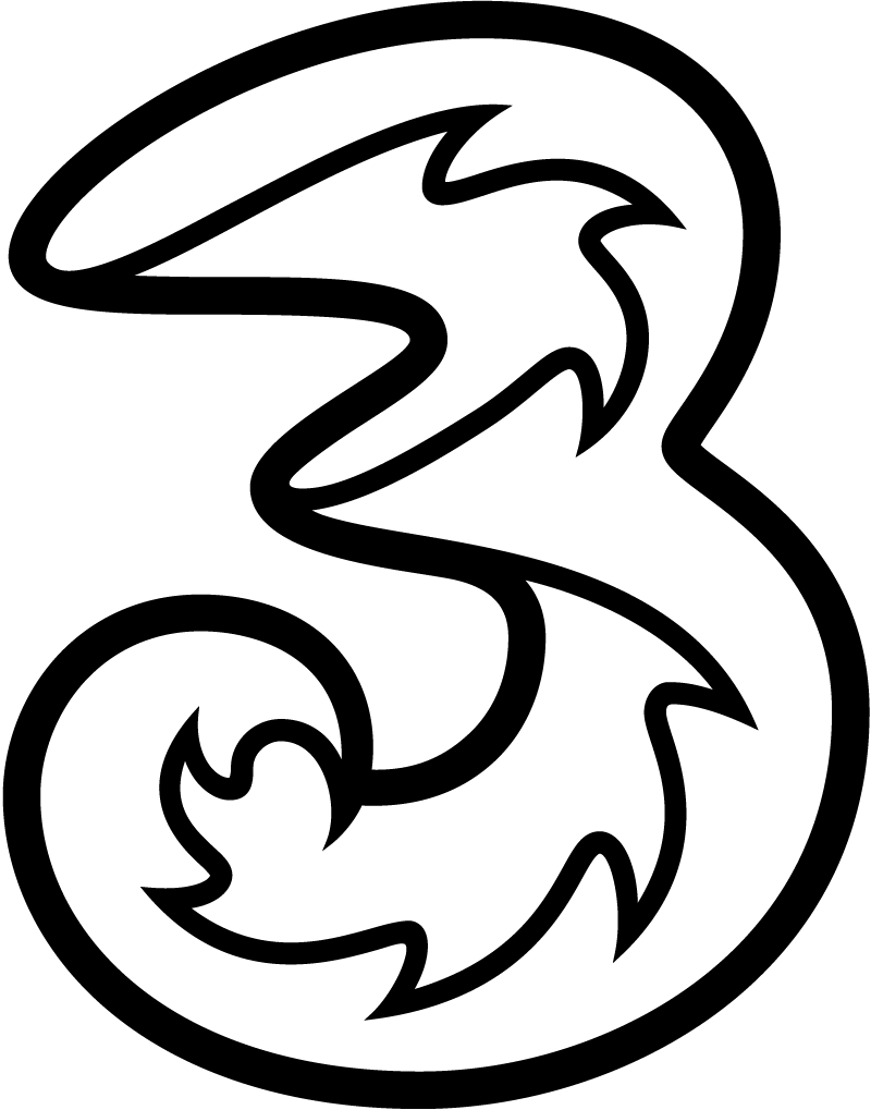5G Unlimited Data, Calls & Texts 3 Three Logo in black