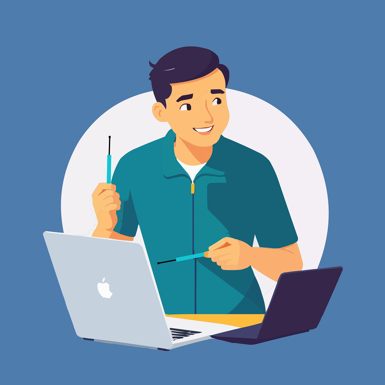 6 Helpful Tips to Troubleshoot Common Business Network Issues 2 Free man laptop computer vector